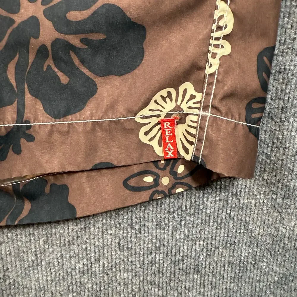 Tommy Bahama Relax Swim Shorts Men's XL Brown Floral Allover Lined Drawstring